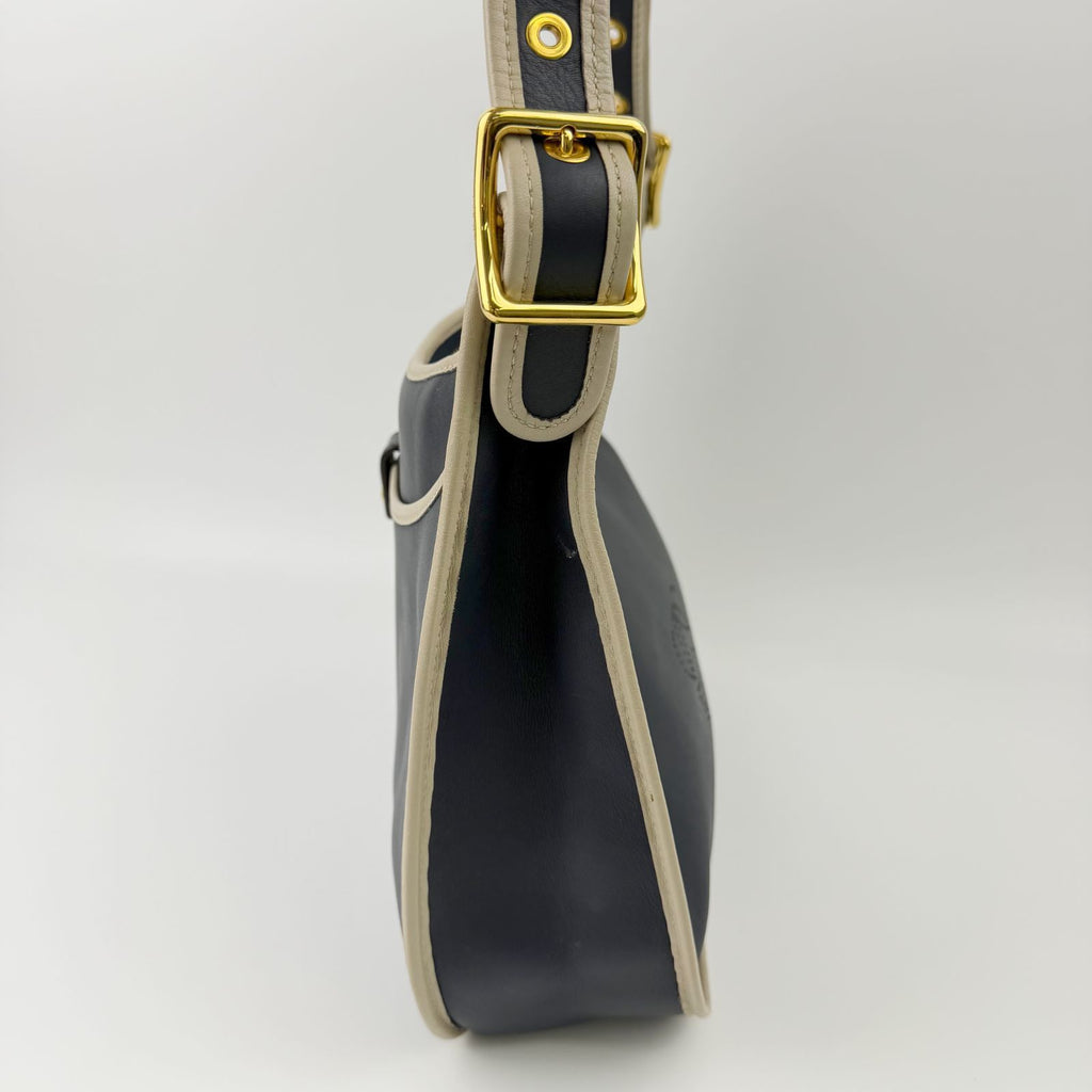 Loewe Anagram Leather Shoulder Bag Navy Beige Vintage — view 6