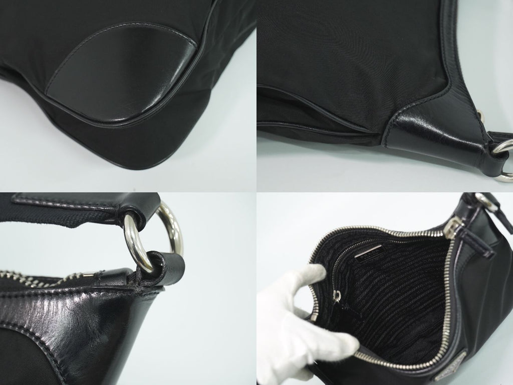 Prada Nylon Shoulder Bag Pochette Black — view 7