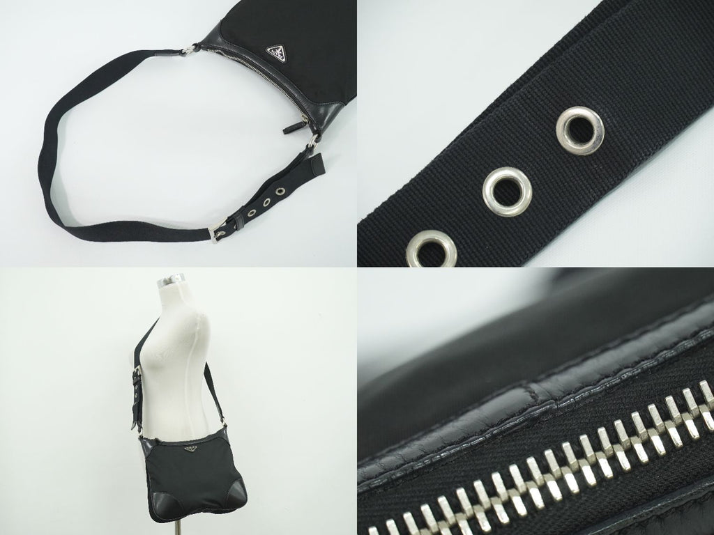 Prada Nylon Shoulder Bag Pochette Black — view 6