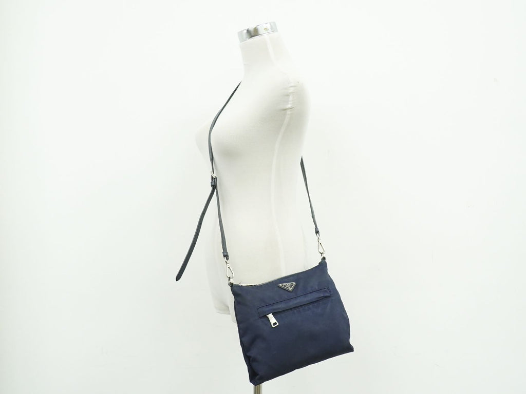 Prada Nylon Shoulder Bag Pochette Navy — view 6