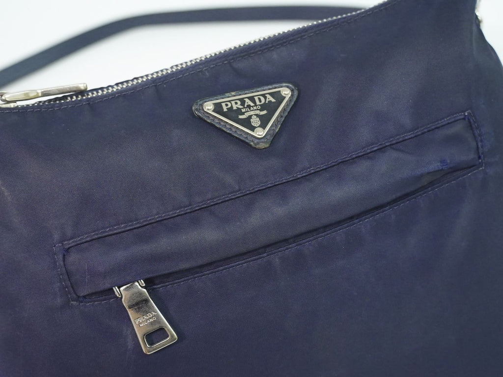 Prada Nylon Shoulder Bag Pochette Navy — view 7
