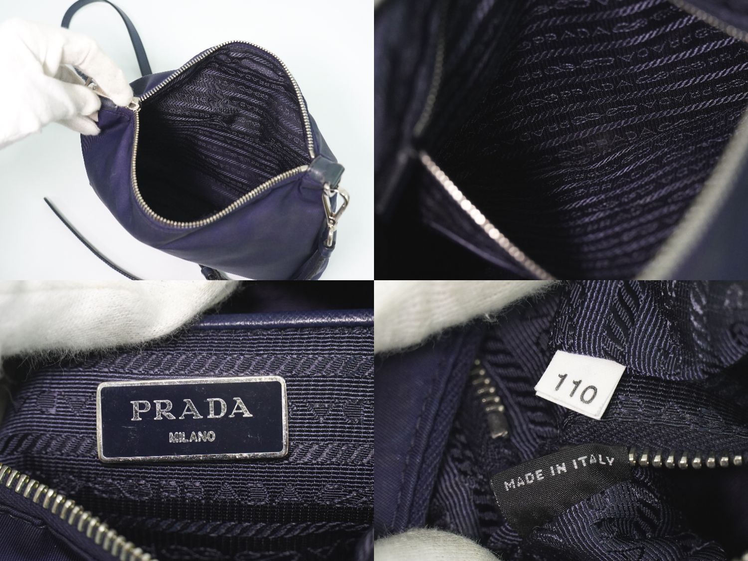 Prada Nylon Shoulder Bag Pochette Navy — view 9