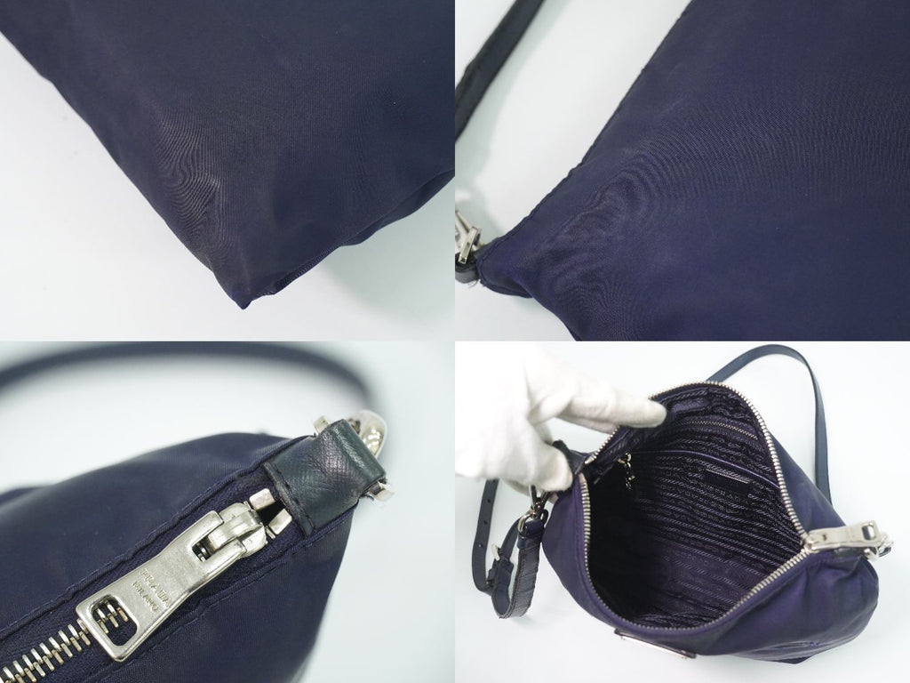 Prada Nylon Shoulder Bag Pochette Navy — view 8