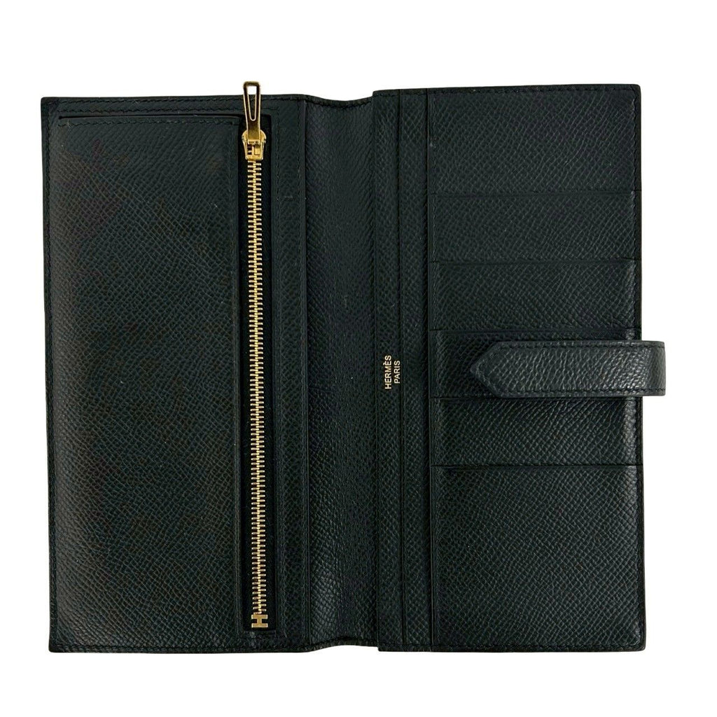 Hermes Bearn Souffle Veau Epsom Wallet Bill Purse Coin Black — view 7