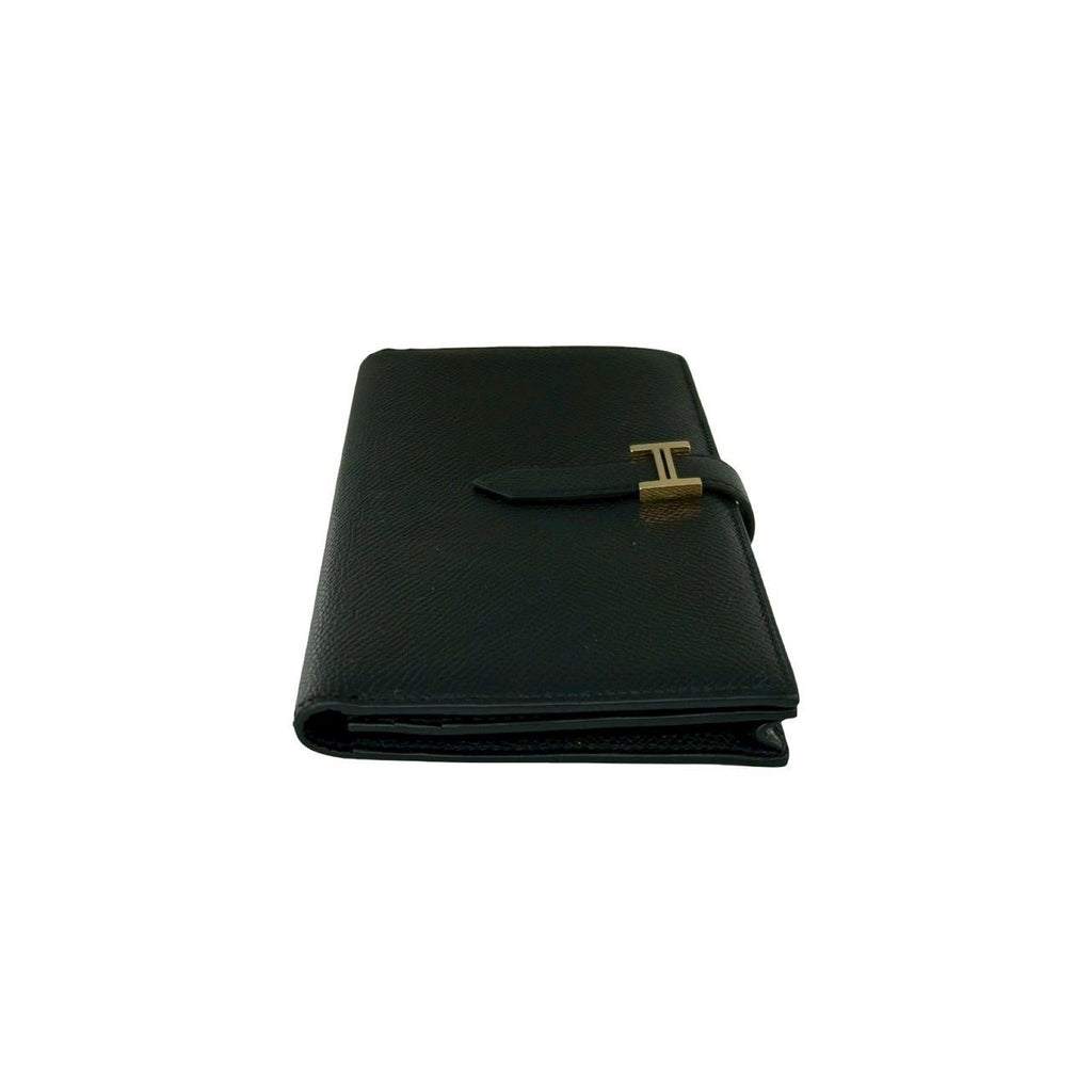 Hermes Bearn Souffle Veau Epsom Wallet Bill Purse Coin Black — view 5