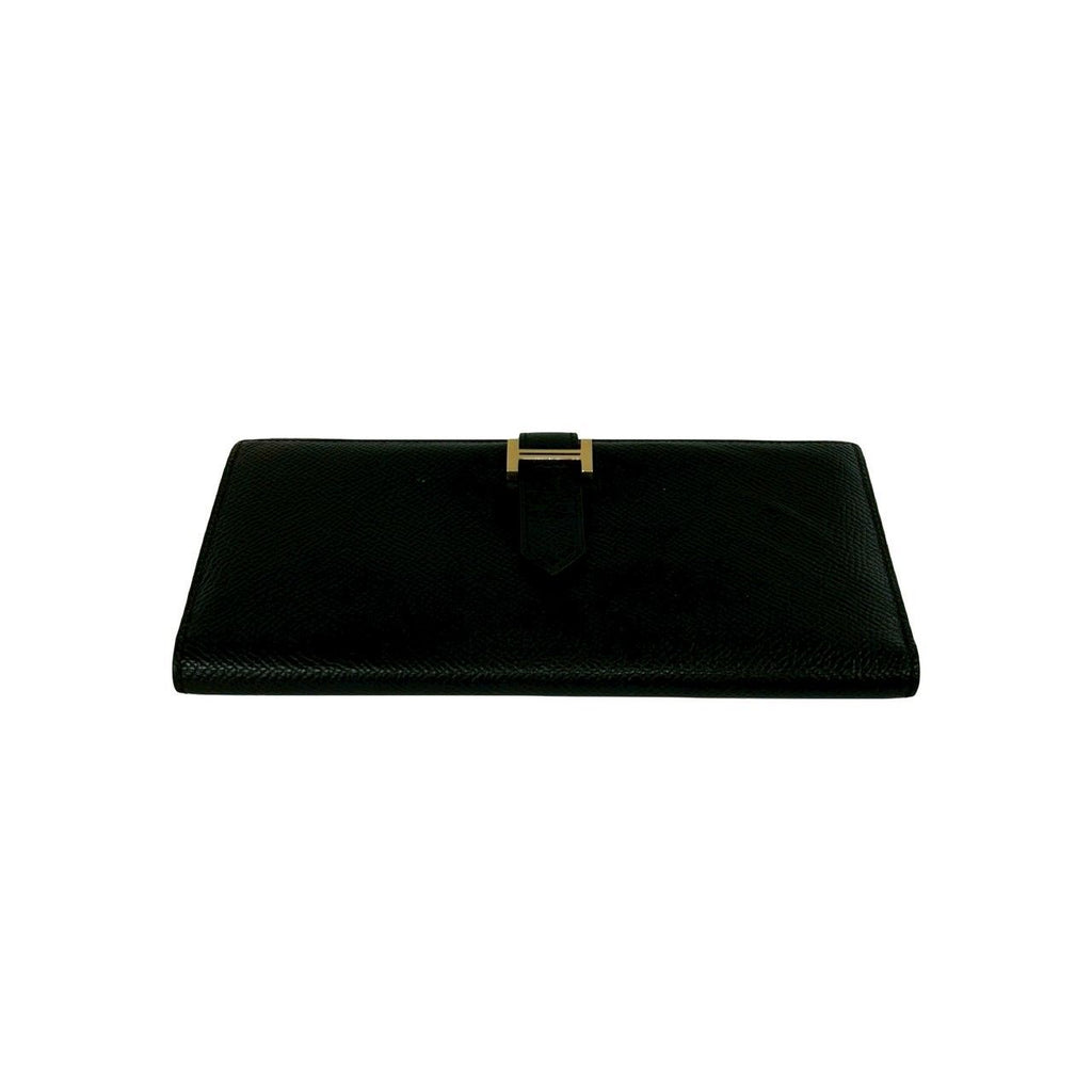 Hermes Bearn Souffle Veau Epsom Wallet Bill Purse Coin Black — view 6