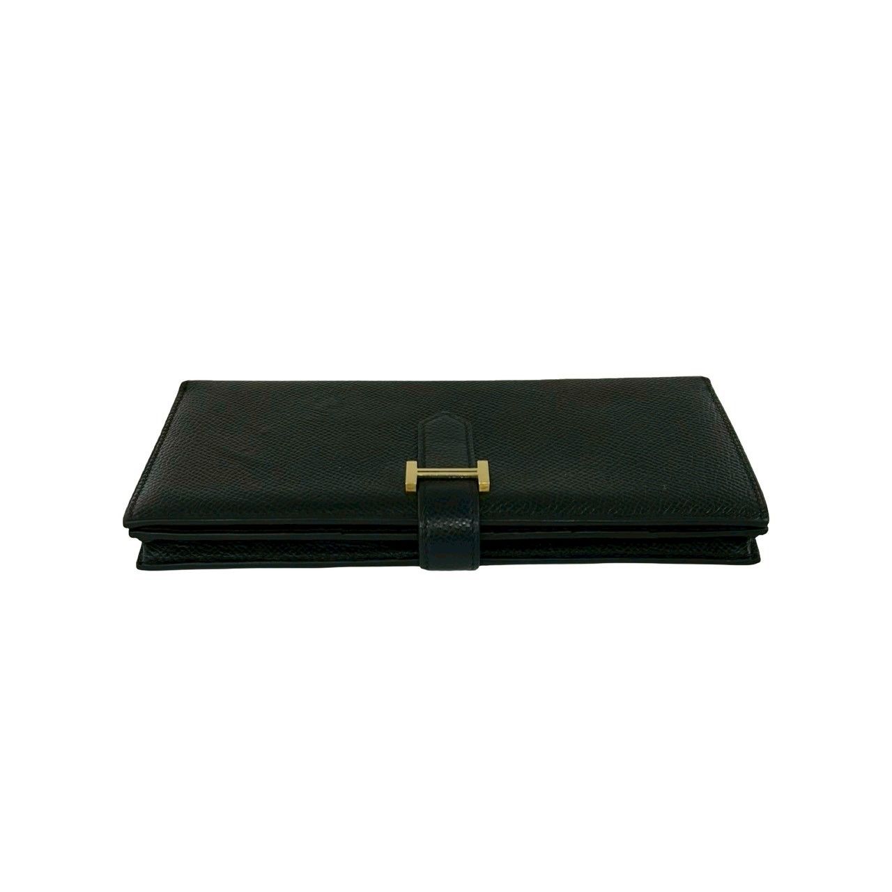 Hermes Bearn Souffle Veau Epsom Wallet Bill Purse Coin Black — view 3