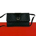Gucci Vintage GG Logo Leather Shoulder Bag Pochette Crossbody Black