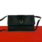 Gucci Vintage GG Logo Leather Shoulder Bag Pochette Crossbody Black
