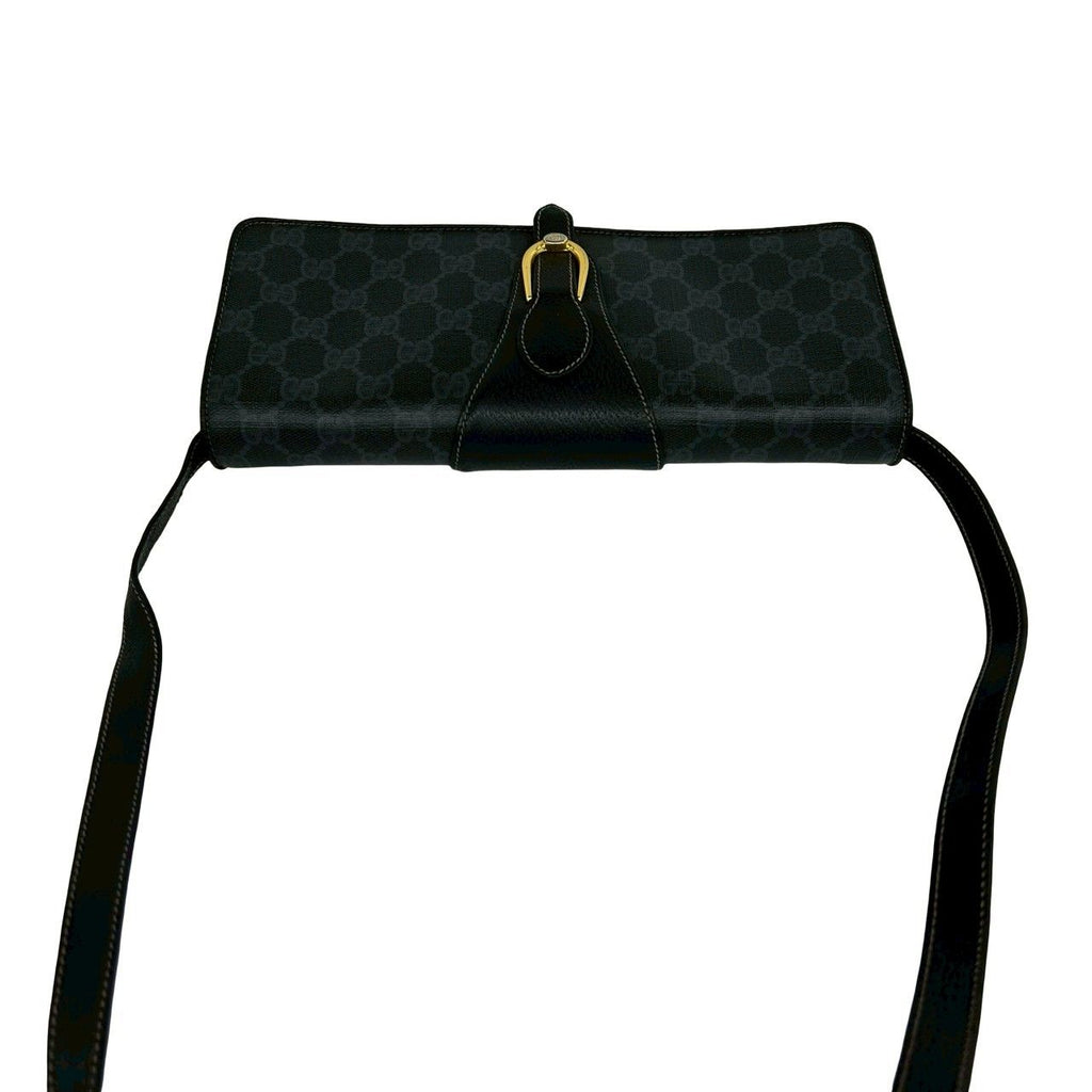 Gucci Vintage GG Logo Leather Shoulder Bag Pochette Crossbody Black — view 4