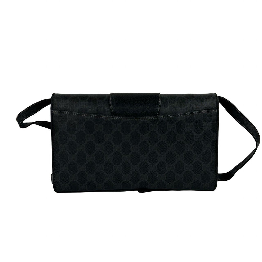 Gucci Vintage GG Logo Leather Shoulder Bag Pochette Crossbody Black — view 3