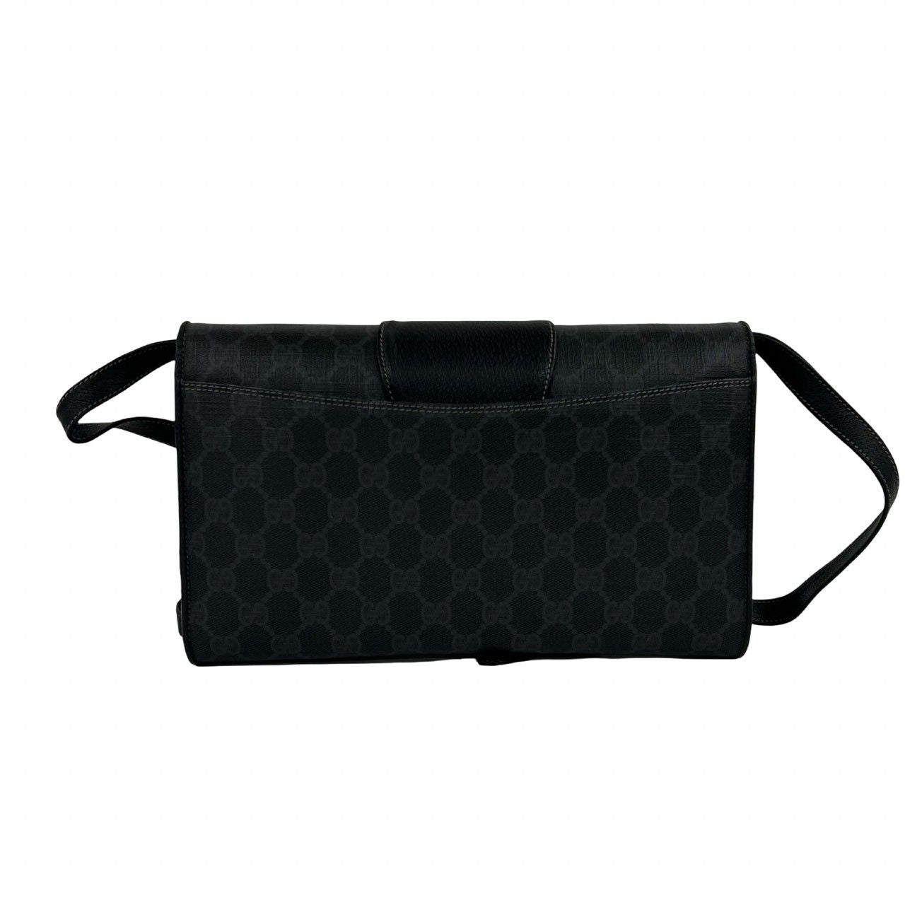 Gucci Vintage GG Logo Leather Shoulder Bag Pochette Crossbody Black — view 3