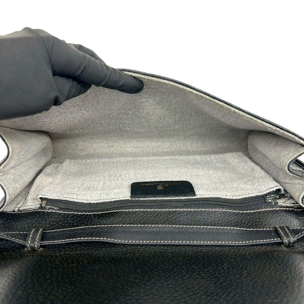 Gucci Vintage GG Logo Leather Shoulder Bag Pochette Crossbody Black — view 9