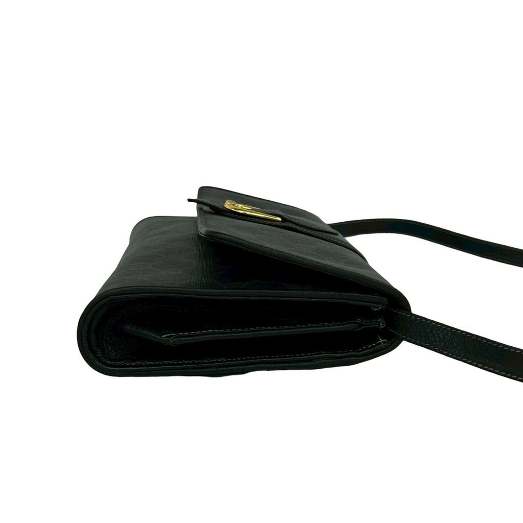 Gucci Vintage GG Logo Leather Shoulder Bag Pochette Crossbody Black — view 6