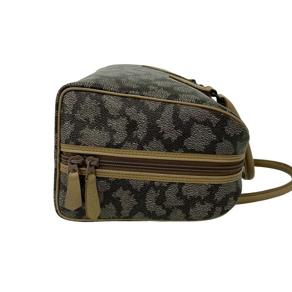 Saint Laurent YSL Logo Giraffe Pattern Leather Boston Bag Beige Brown — view 6