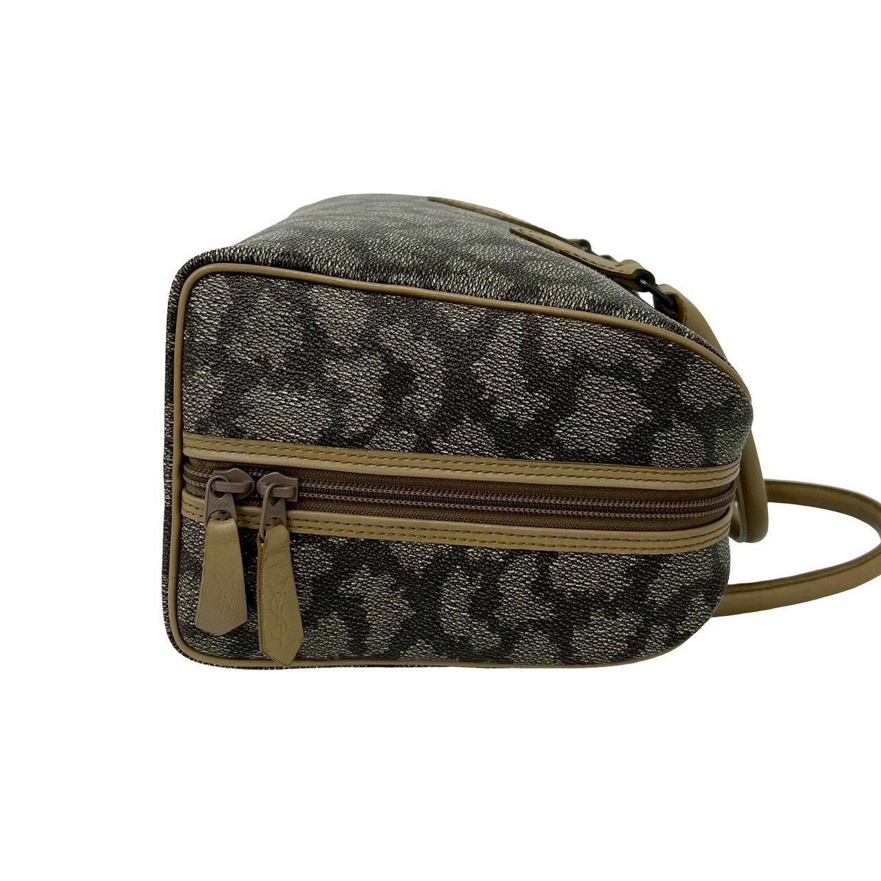 Saint Laurent YSL Logo Giraffe Pattern Leather Boston Bag Beige Brown — view 6