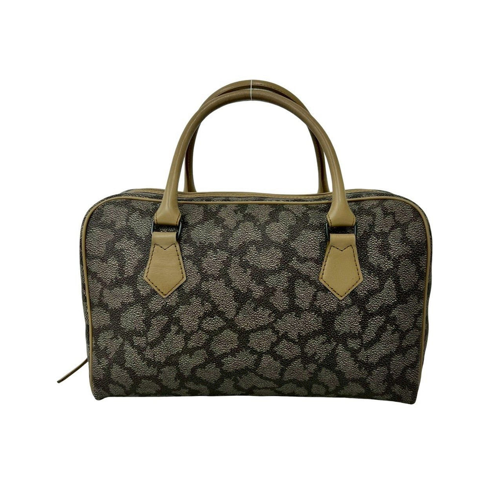 Saint Laurent YSL Logo Giraffe Pattern Leather Boston Bag Beige Brown — view 3