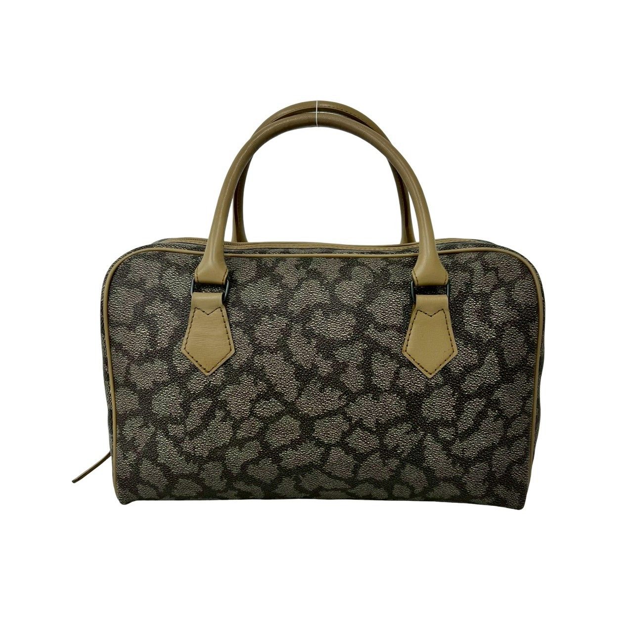Saint Laurent YSL Logo Giraffe Pattern Leather Boston Bag Beige Brown — view 3