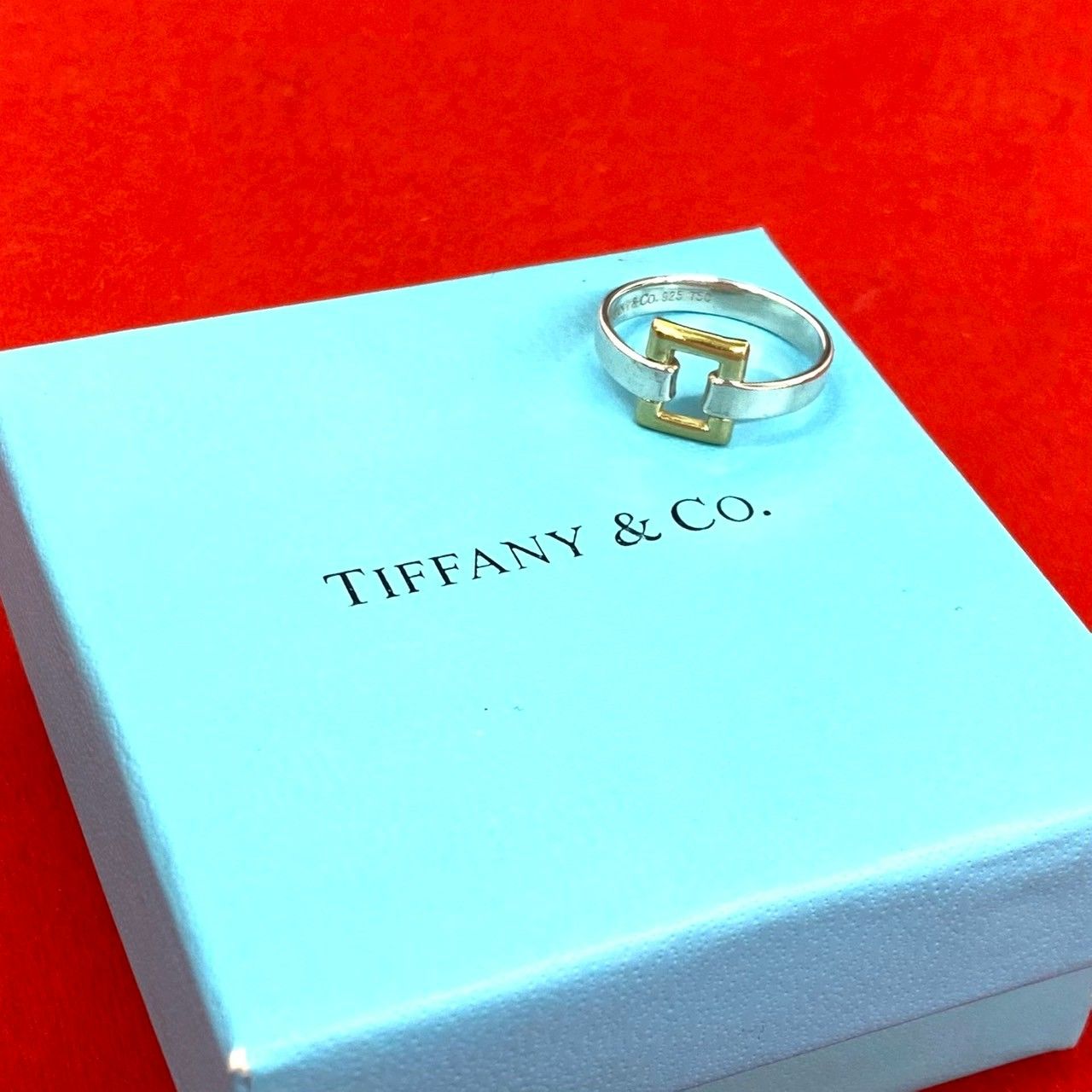 Tiffany & Co Vintage Open Square Ring 925 Sterling Silver