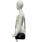 Gucci GG Marmont Logo Quilted Leather Chain Shoulder Bag Pochette Black — view 2