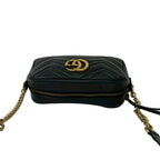 Gucci GG Marmont Logo Quilted Leather Chain Shoulder Bag Pochette Black — view 4