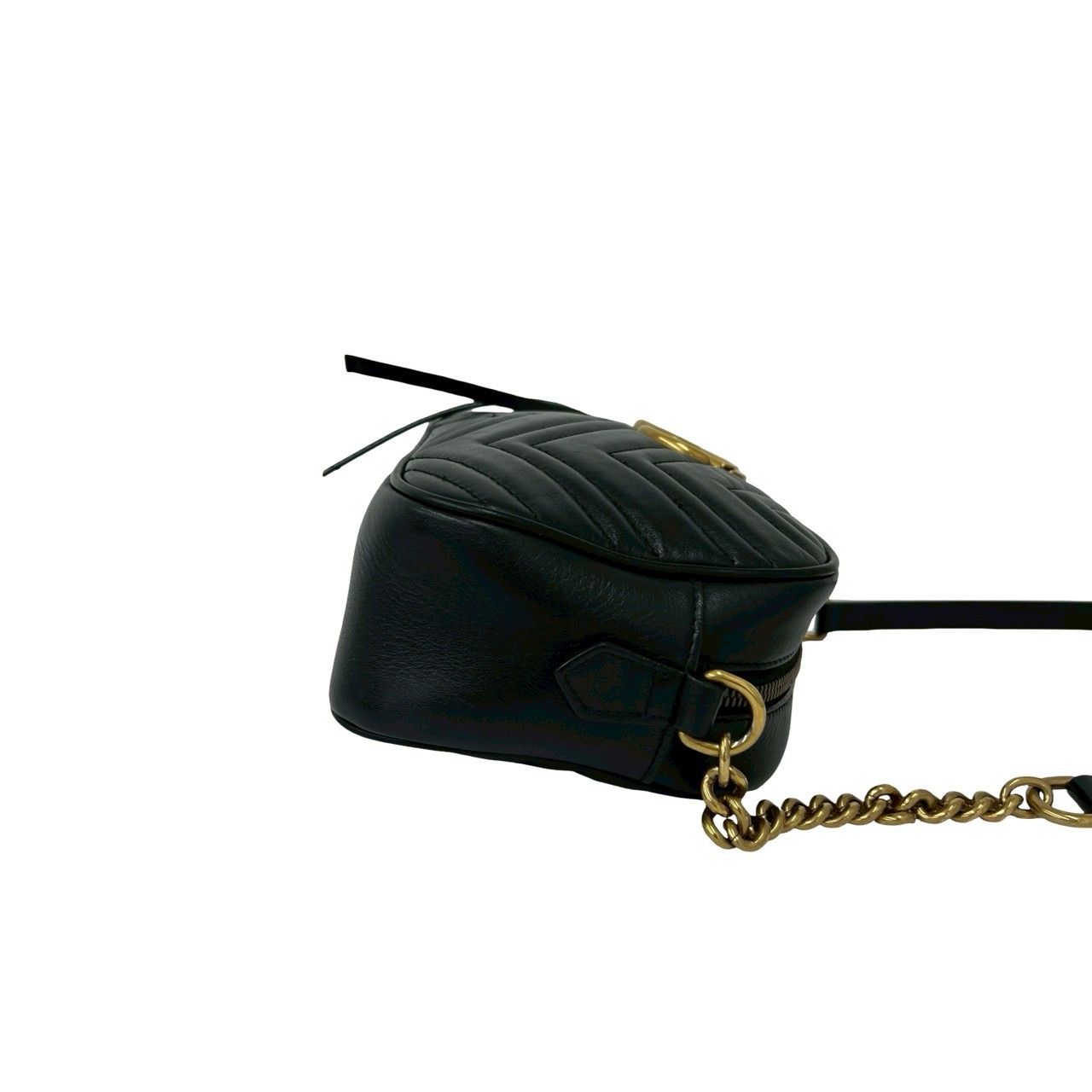 Gucci GG Marmont Logo Quilted Leather Chain Shoulder Bag Pochette Black — view 6