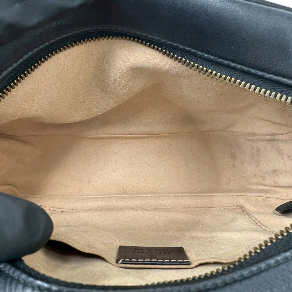 Gucci GG Marmont Logo Quilted Leather Chain Shoulder Bag Pochette Black — view 9
