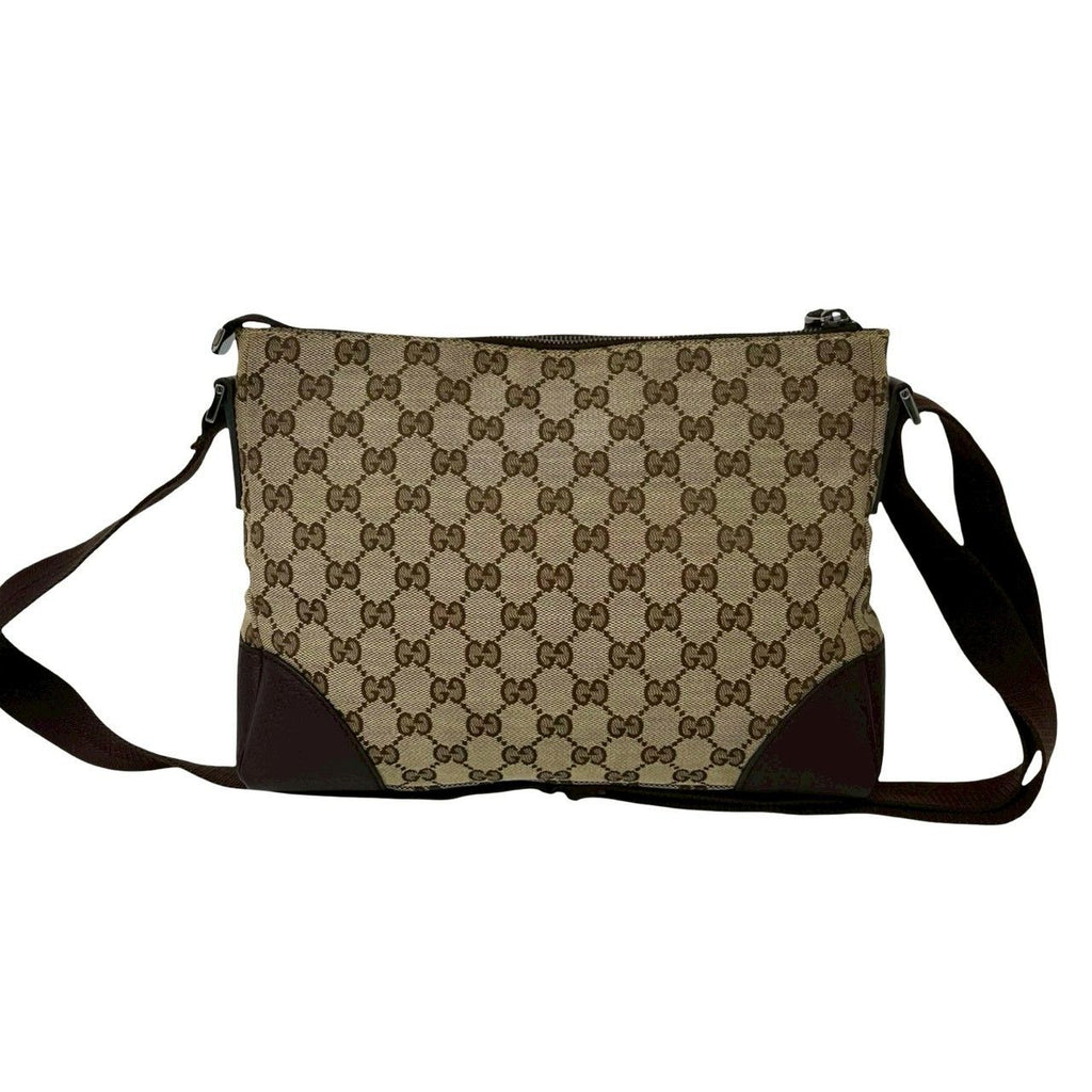 Gucci GG Canvas Pattern Logo Shoulder Bag Pochette Crossbody Brown — view 3