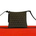 Fendi Zucchino FF Pattern Canvas Leather Shoulder Bag Crossbody Pochette Brown