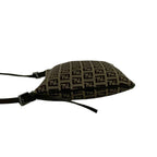 Fendi Zucchino FF Pattern Canvas Leather Shoulder Bag Crossbody Pochette Brown — view 5