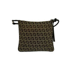 Fendi Zucchino FF Pattern Canvas Leather Shoulder Bag Crossbody Pochette Brown — view 3