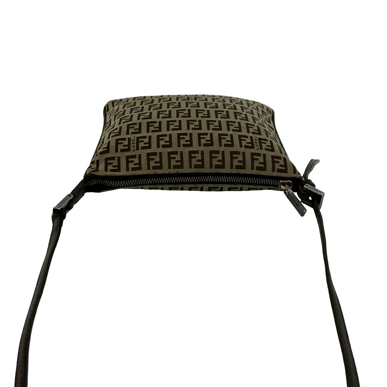 Fendi Zucchino FF Pattern Canvas Leather Shoulder Bag Crossbody Pochette Brown — view 4