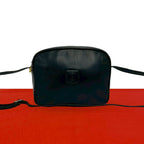 Celine Vintage Triomphe Logo Leather Shoulder Bag Pochette Crossbody Black