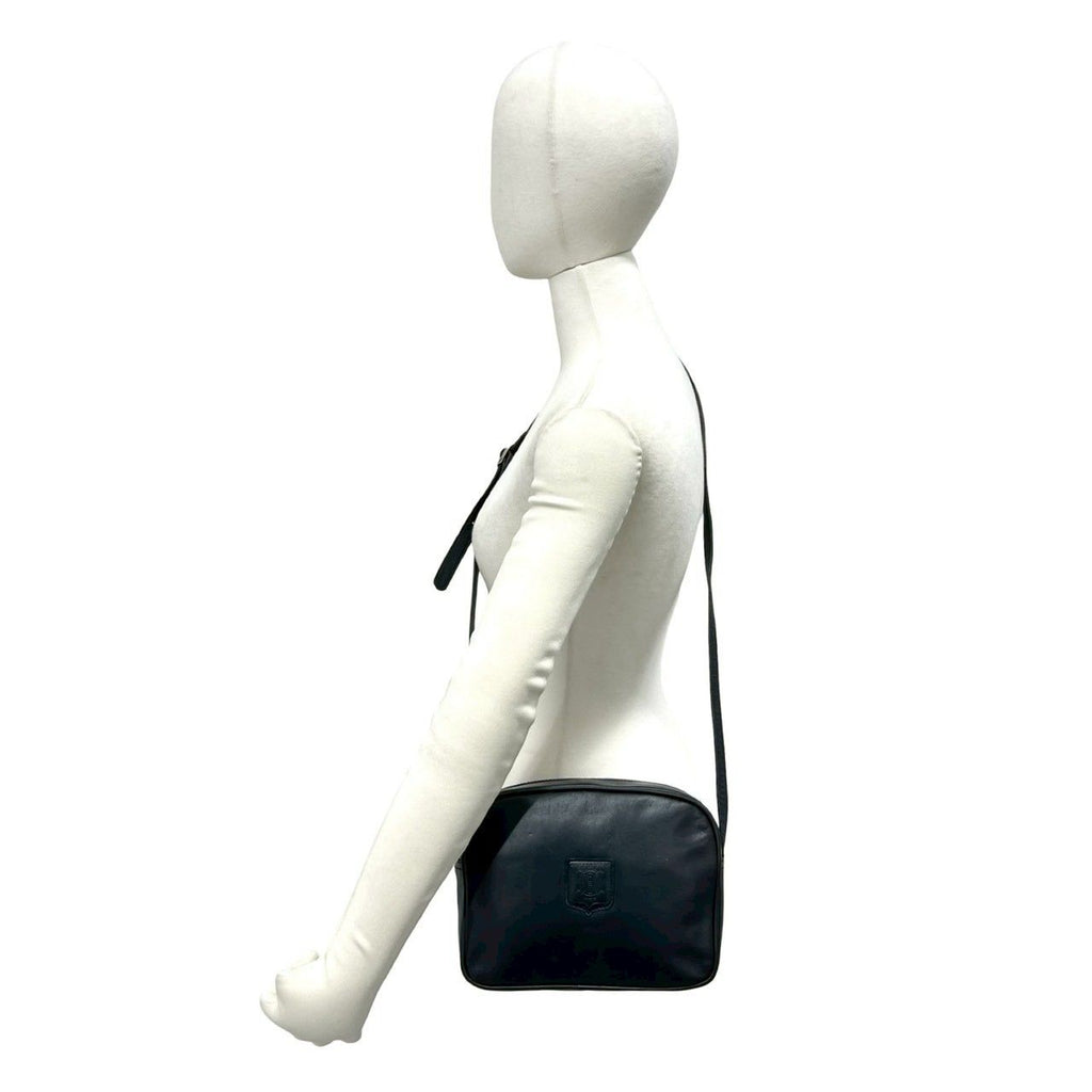 Celine Vintage Triomphe Logo Leather Shoulder Bag Pochette Crossbody Black — view 2