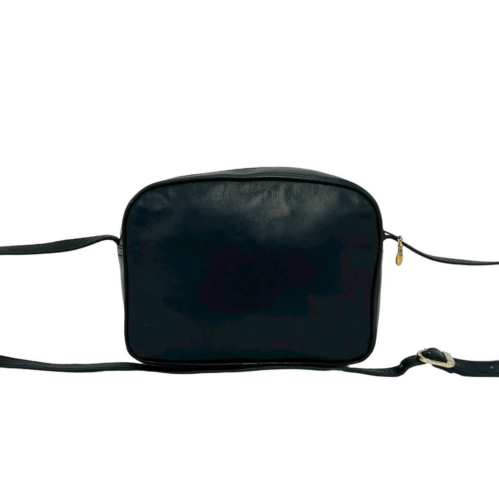 Celine Vintage Triomphe Logo Leather Shoulder Bag Pochette Crossbody Black — view 3