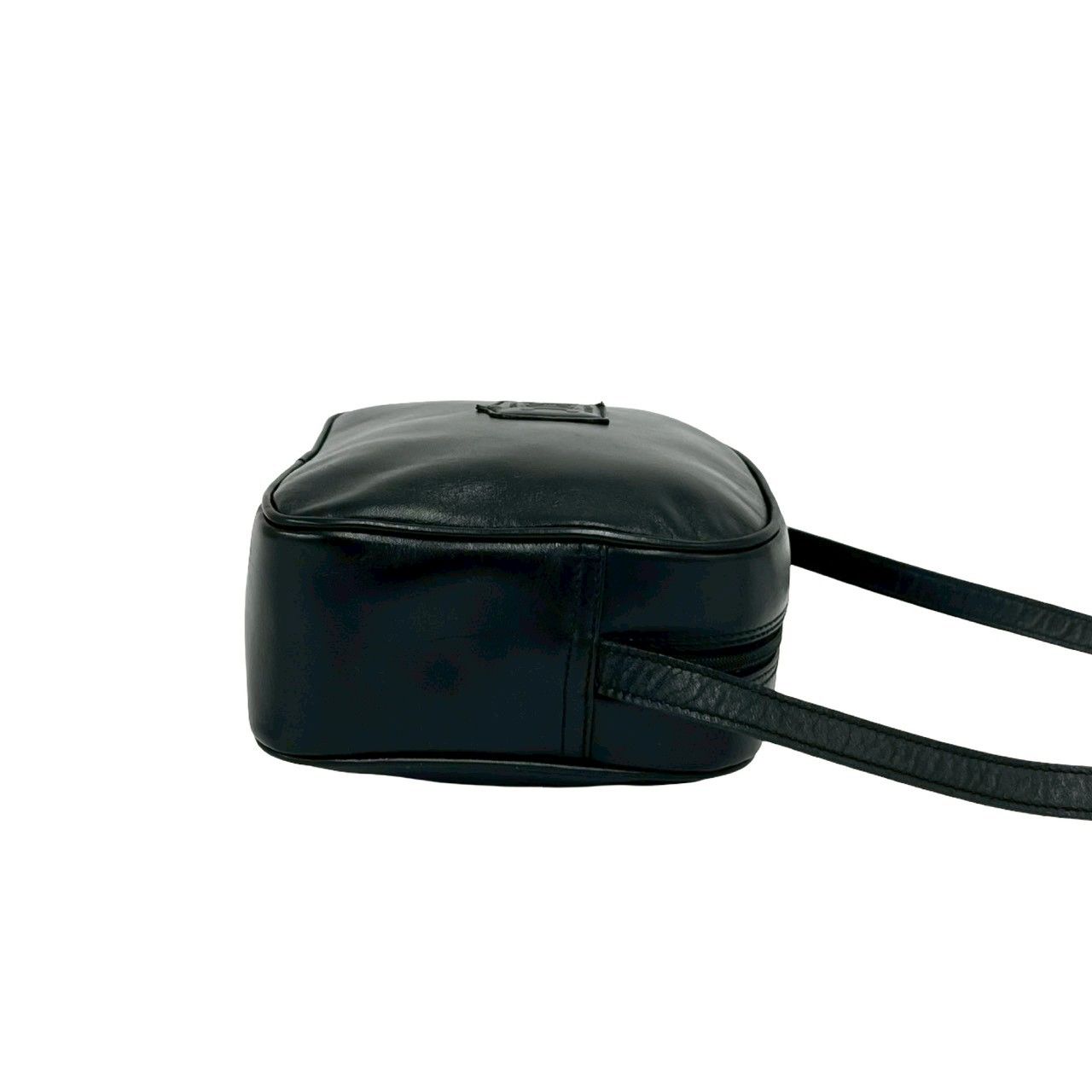 Celine Vintage Triomphe Logo Leather Shoulder Bag Pochette Crossbody Black — view 6