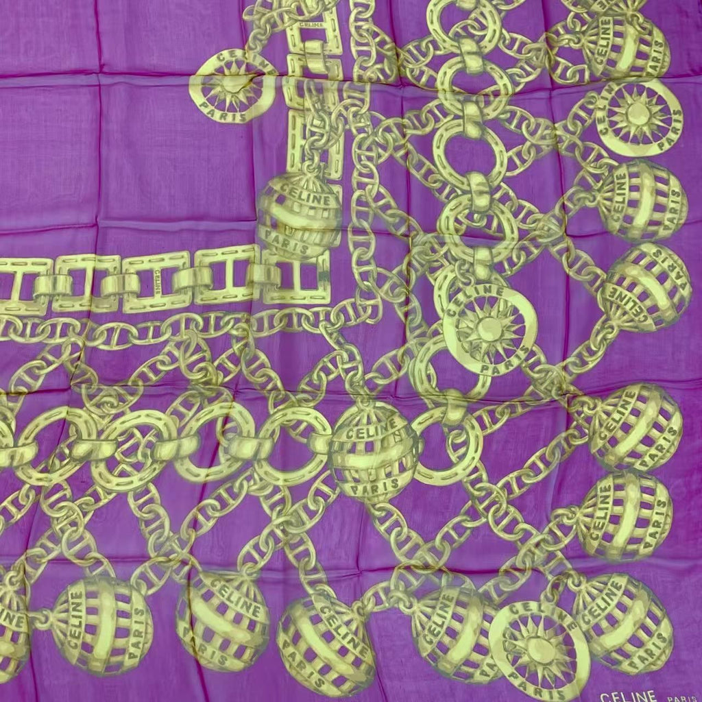 Celine Large Cm Silk Scarf Shawl Pink — view 5