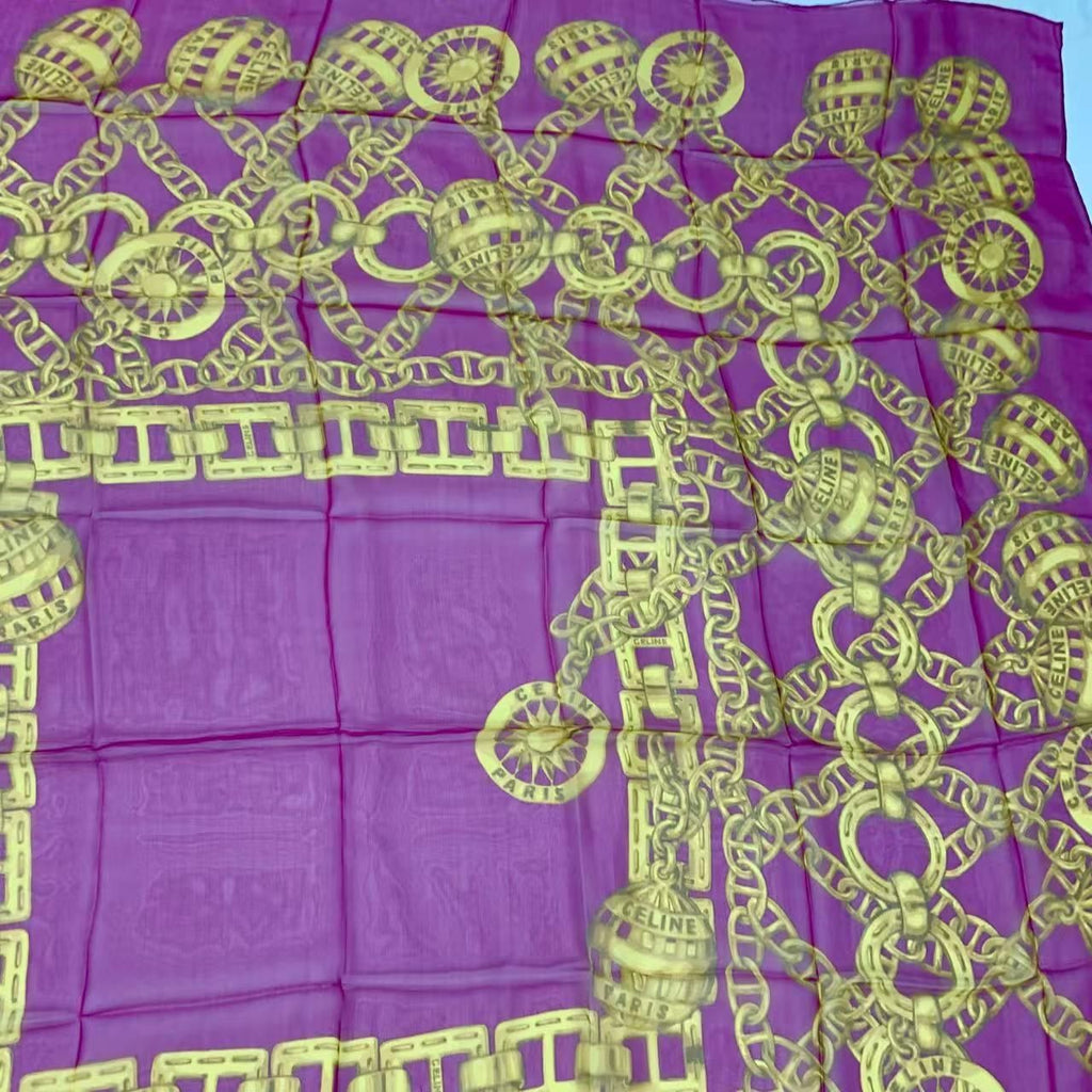 Celine Large Cm Silk Scarf Shawl Pink — view 3