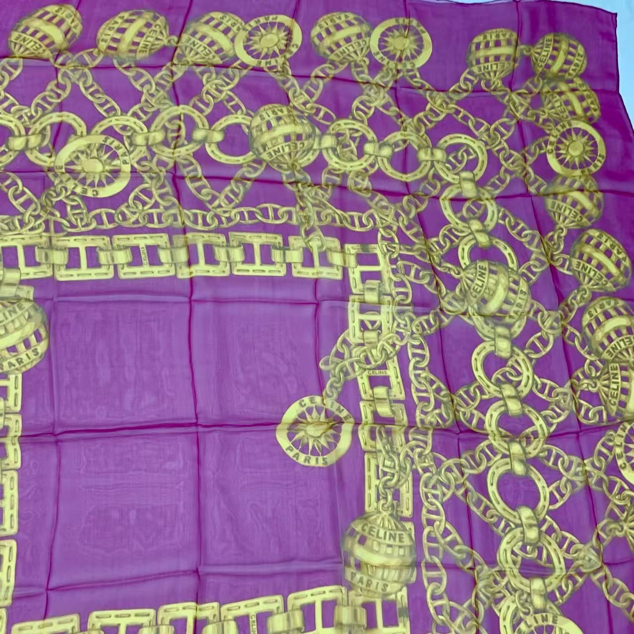 Celine Large Cm Silk Scarf Shawl Pink — view 3