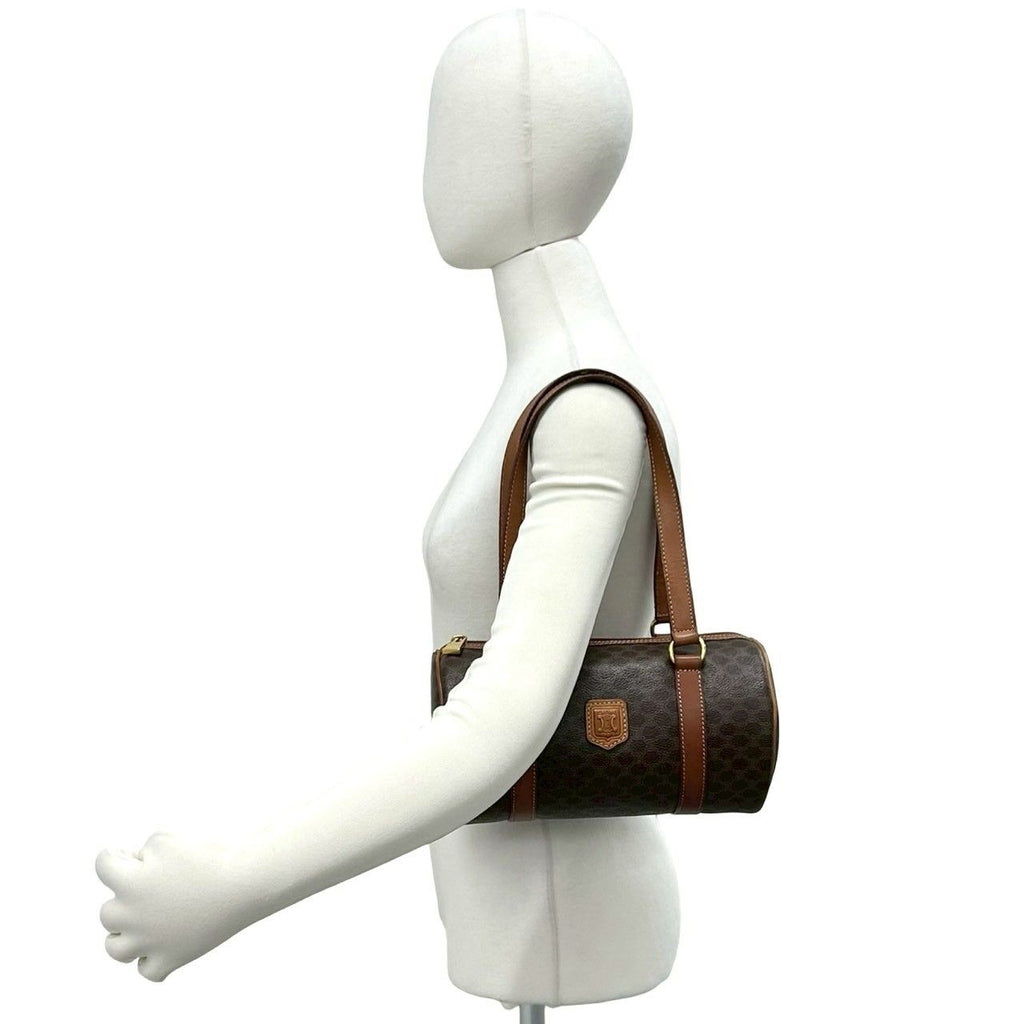 Celine Vintage Magadam Blason Triomphe Pattern Leather Mini Boston Bag Brown — view 2
