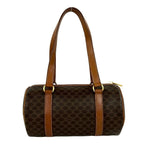 Celine Vintage Magadam Blason Triomphe Pattern Leather Mini Boston Bag Brown — view 3
