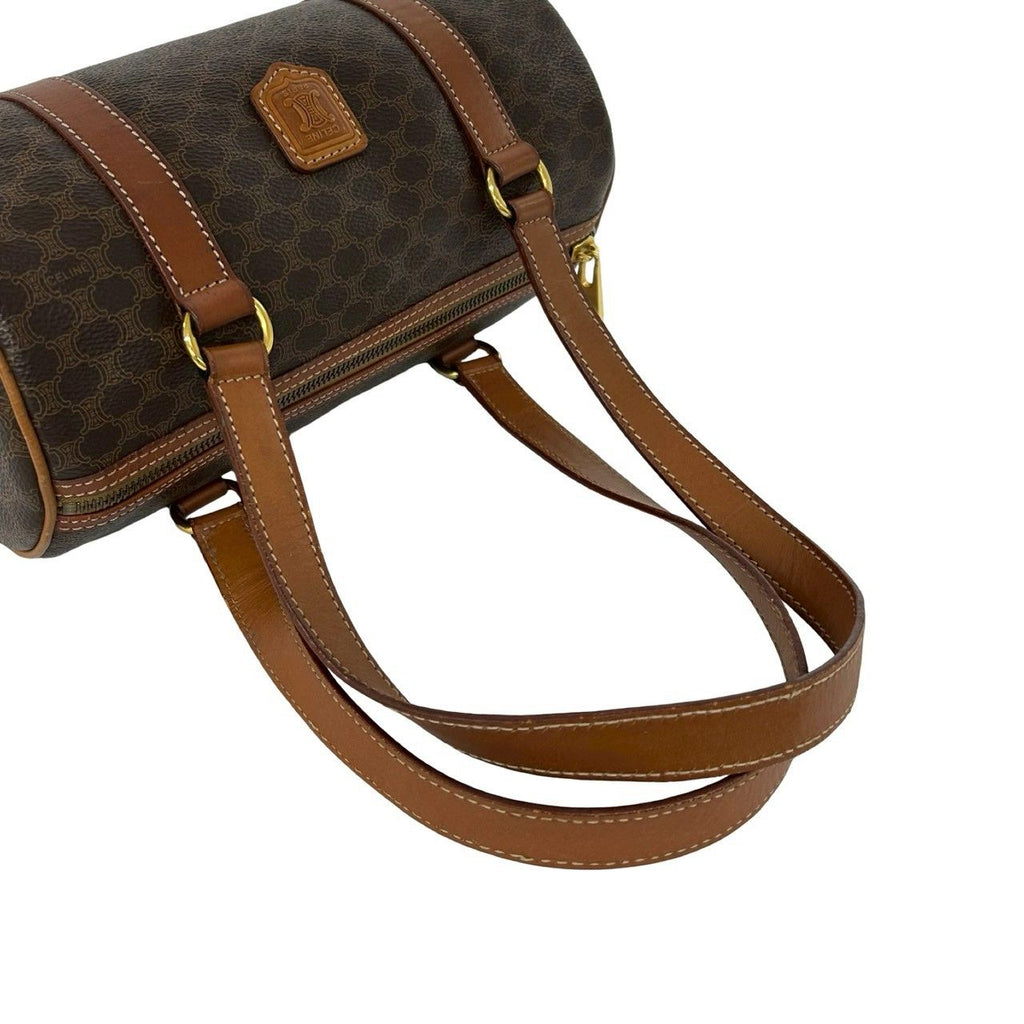 Celine Vintage Magadam Blason Triomphe Pattern Leather Mini Boston Bag Brown — view 4