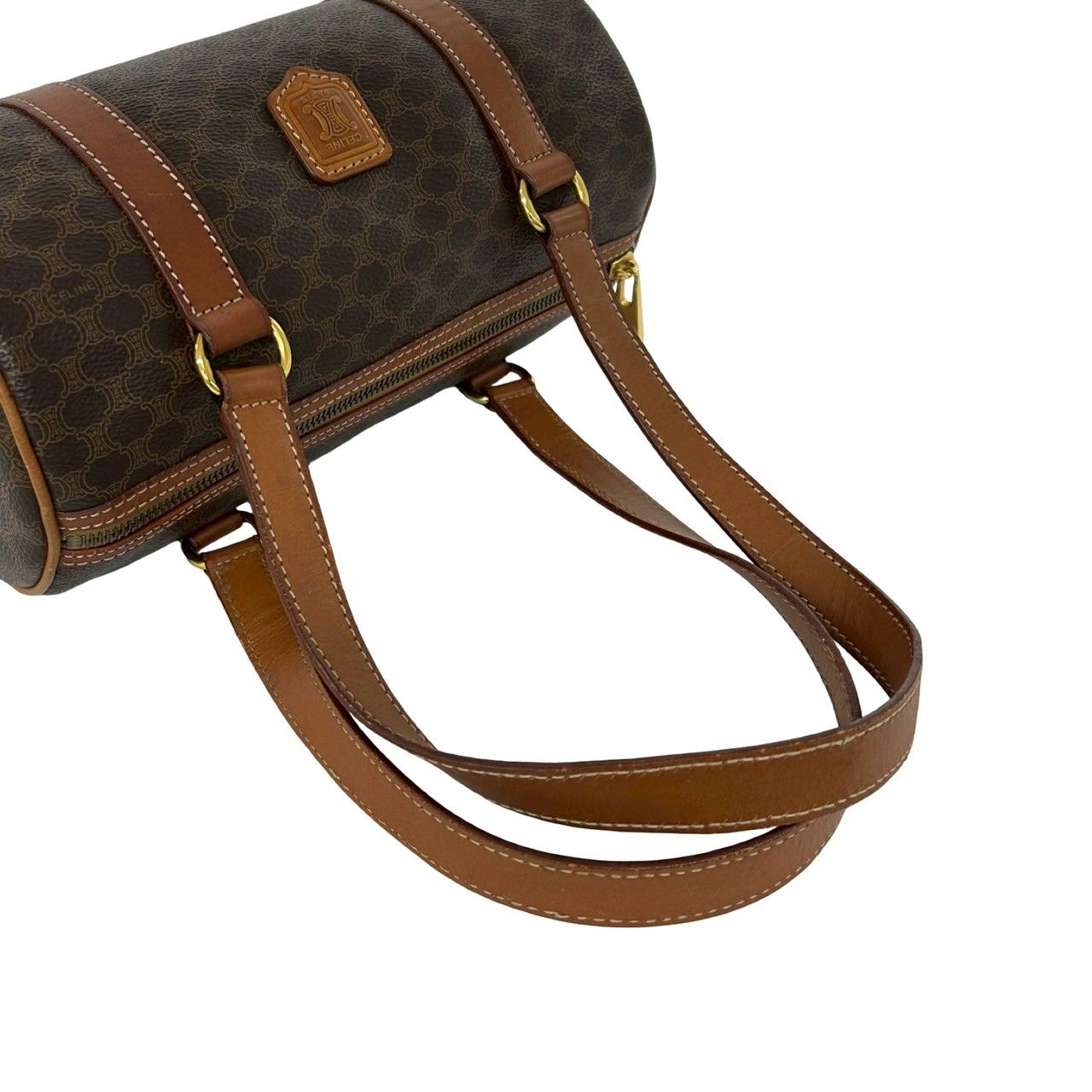 Celine Vintage Magadam Blason Triomphe Pattern Leather Mini Boston Bag Brown — view 4