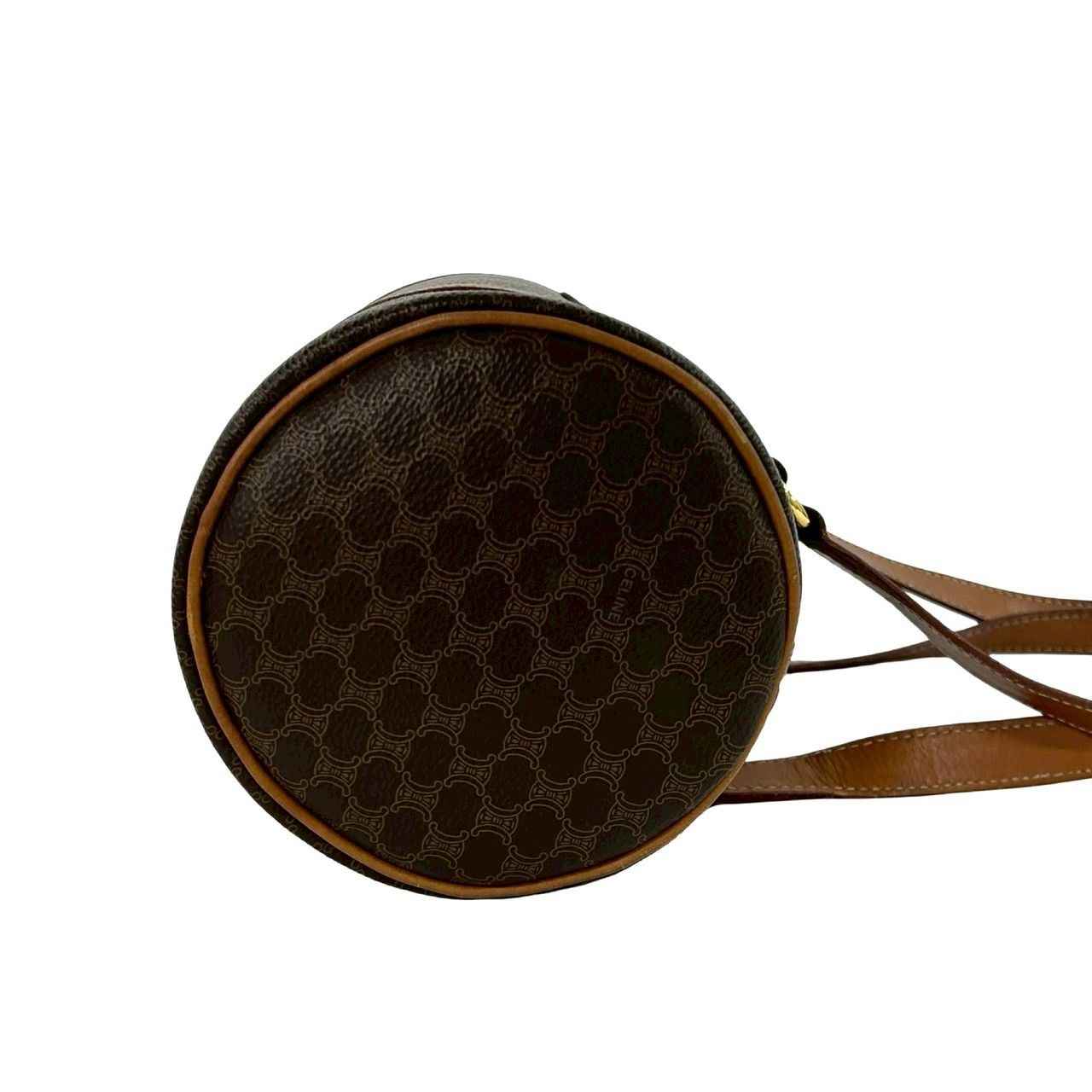 Celine Vintage Magadam Blason Triomphe Pattern Leather Mini Boston Bag Brown — view 6