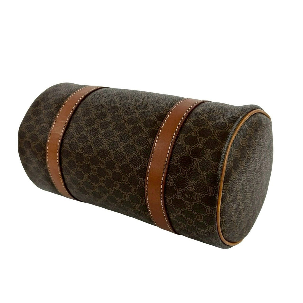Celine Vintage Magadam Blason Triomphe Pattern Leather Mini Boston Bag Brown — view 8