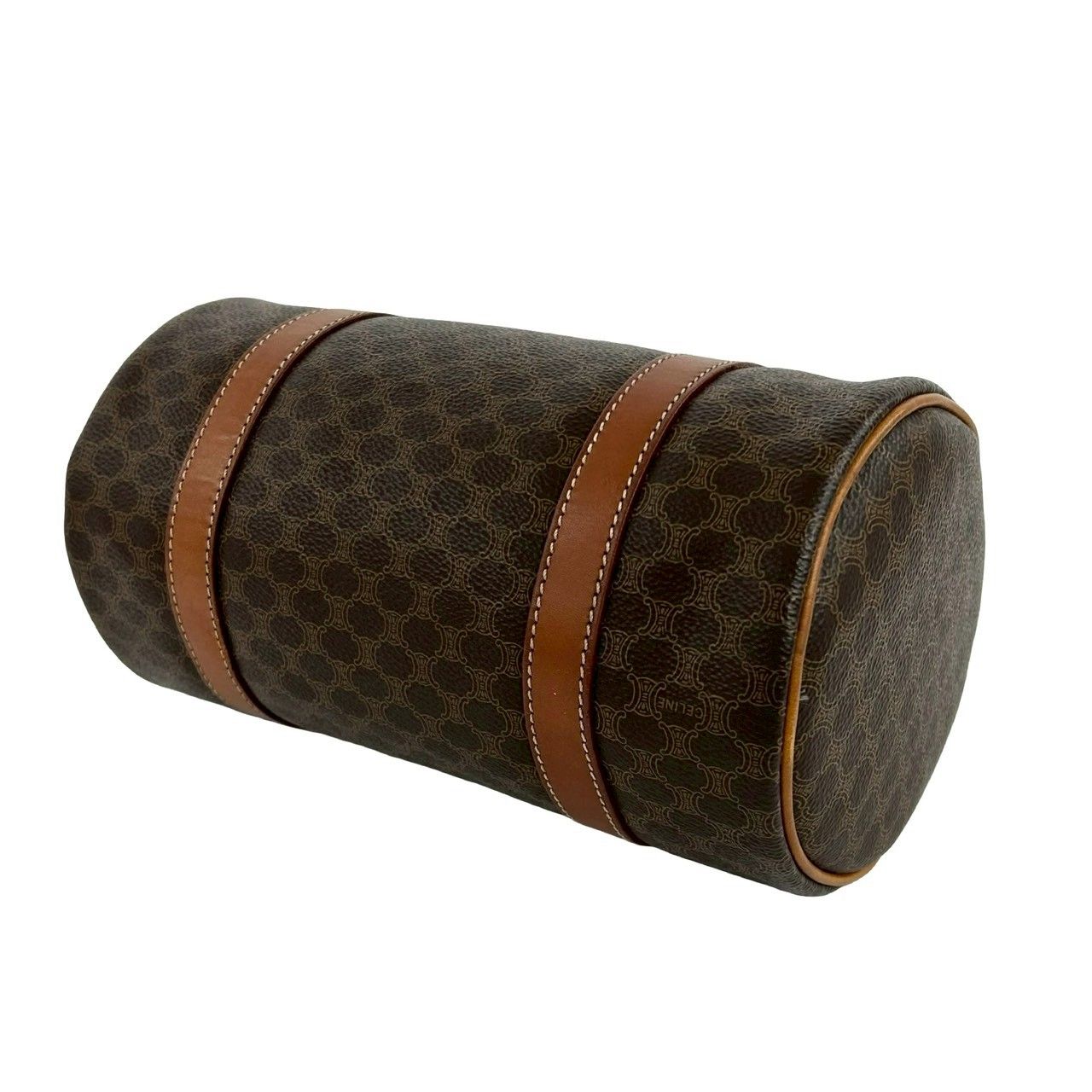 Celine Vintage Magadam Blason Triomphe Pattern Leather Mini Boston Bag Brown — view 8
