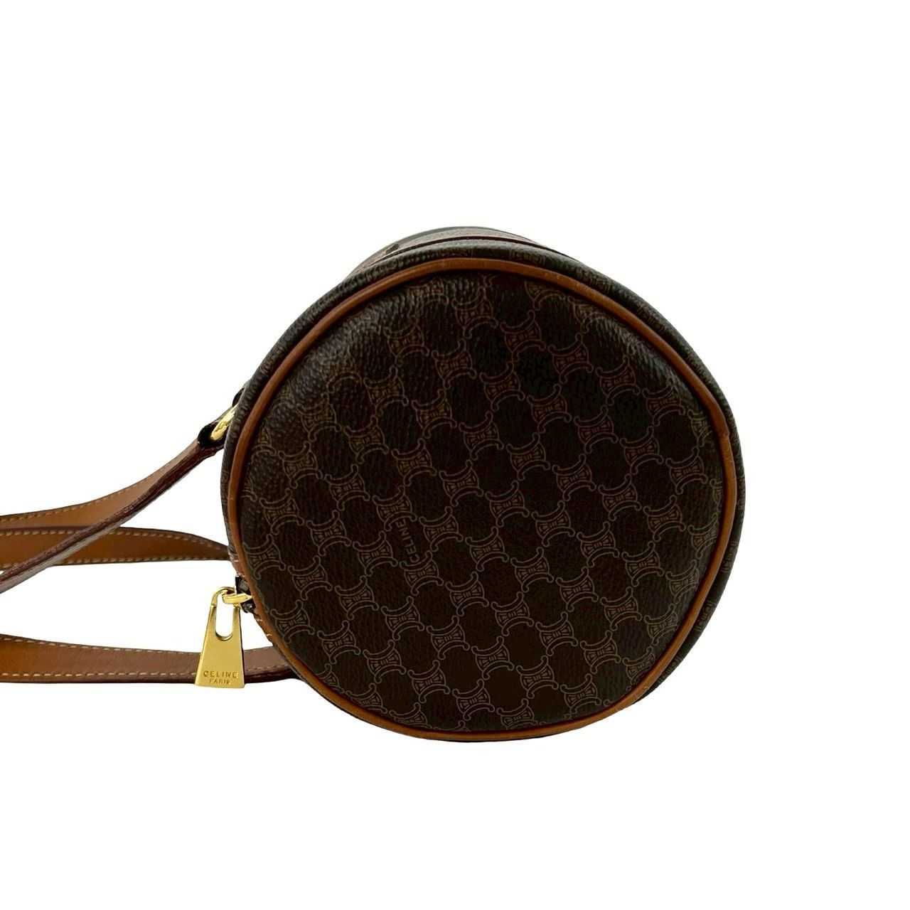 Celine Vintage Magadam Blason Triomphe Pattern Leather Mini Boston Bag Brown — view 5