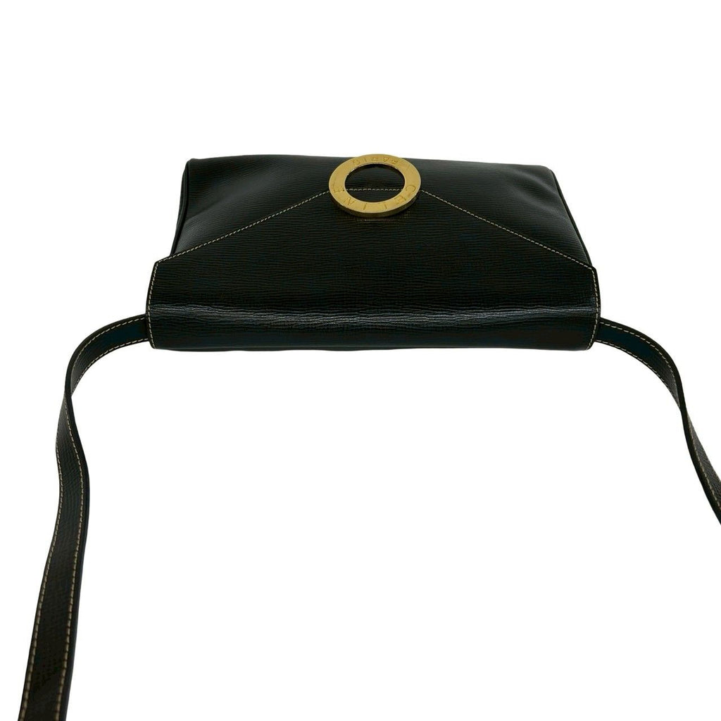 Celine Vintage Circle Logo Leather Shoulder Bag Pochette Crossbody Black — view 4