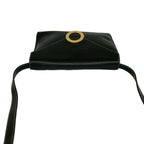 Celine Vintage Circle Logo Leather Shoulder Bag Pochette Crossbody Black — view 4