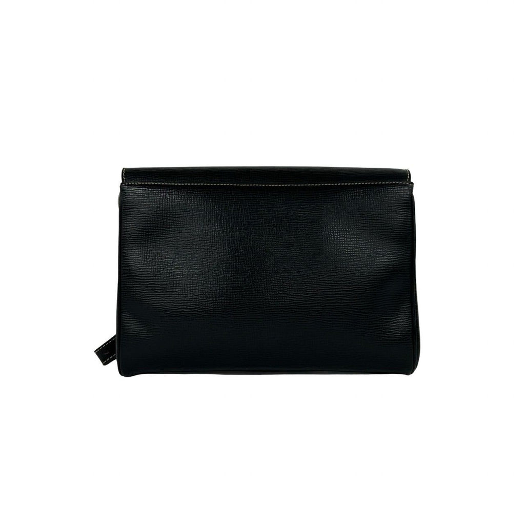 Celine Vintage Circle Logo Leather Shoulder Bag Pochette Crossbody Black — view 3